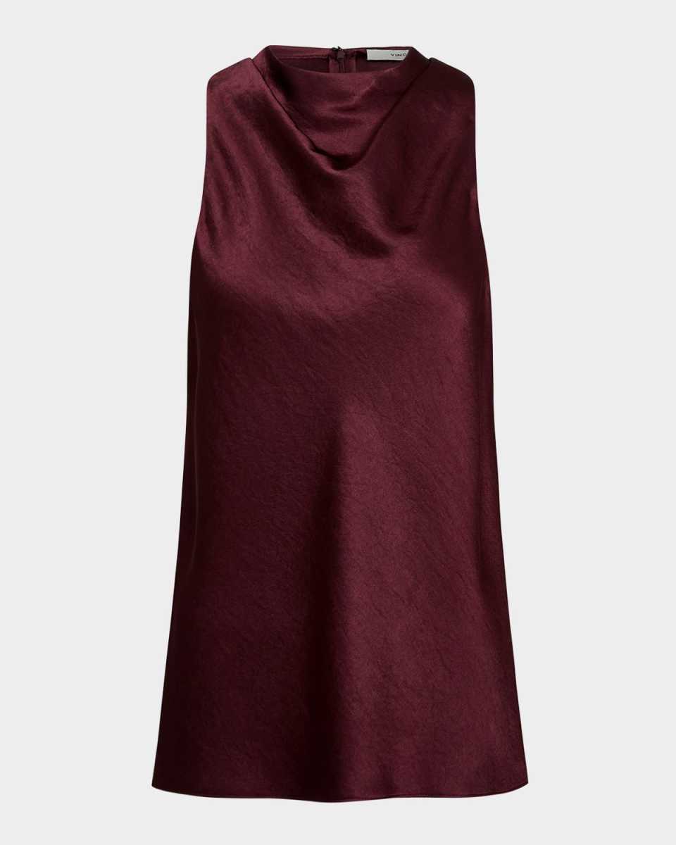 Cowl-Neck Bias Satin Top